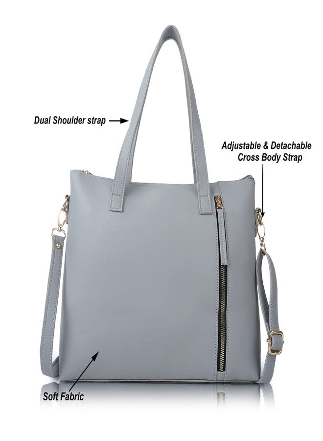 Fargo Vegan Leather Handcrafted Women Handbag for Office and College | Grey Color - Image 5